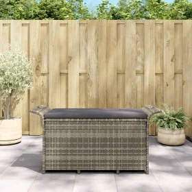 Garden bench with gray synthetic rattan cushion 116x46x57 cm by , garden benches - Ref: Foro24-363421, Price: 92,75 €, Discou...