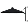 Wall umbrella with LEDs and metal pole 300 cm black by vidaXL, Umbrellas - Ref: Foro24-312528, Price: 118,68 €, Discount: %