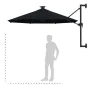 Wall umbrella with LEDs and metal pole 300 cm black by vidaXL, Umbrellas - Ref: Foro24-312528, Price: 118,68 €, Discount: %