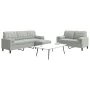 Set of sofas with 3 light gray velvet cushions by , Sofas - Ref: Foro24-3278421, Price: 544,52 €, Discount: %