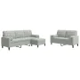 Set of sofas with 3 light gray velvet cushions by , Sofas - Ref: Foro24-3278421, Price: 544,52 €, Discount: %