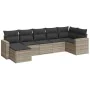 Gartensofa-Set, 7-teilig, mit Kissen, aus hellem grauem PE-Rattan. von , Modulare Sofas für den Außenbereich - Ref: Foro24-32...