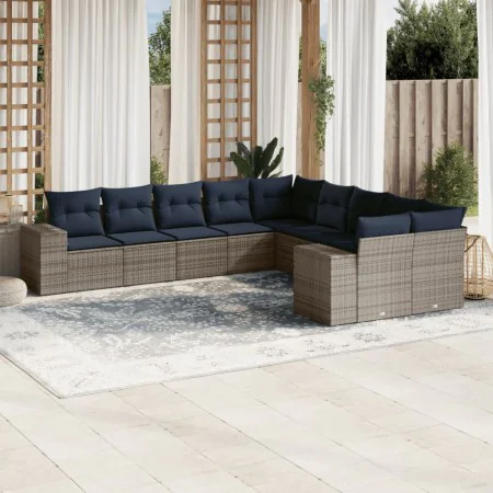 Gartensofa-Set, 10-teilig, mit Kissen, aus hellem grauen Kunststoff-Rattan. von , Gartensets - Ref: Foro24-3255449, Preis: 78...