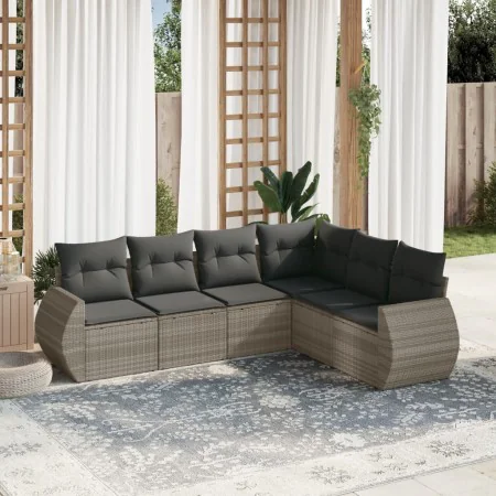 Garden sofa set 6 pieces and gray synthetic rattan cushions by , Garden sets - Ref: Foro24-3221411, Price: 459,00 €, Discount: %