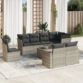 Garden furniture set 9 pieces and light gray synthetic rattan cushions by , Garden sets - Ref: Foro24-3219242, Price: 647,70 ...