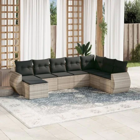 Garden sofa set 8 pieces and gray synthetic rattan cushions by , Modular outdoor sofas - Ref: Foro24-3221761, Price: 586,00 €...