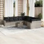 Garden sofa set 11 pieces and gray synthetic rattan cushions by , Garden sets - Ref: Foro24-3219512, Price: 763,13 €, Discoun...