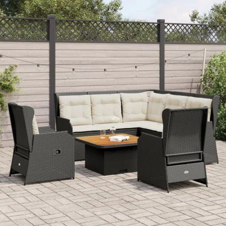 Gartenmöbel-Set 5-teilig mit schwarzen Polstern aus synthetischem Rattan von , Gartensets - Ref: Foro24-3262149, Preis: 730,8...