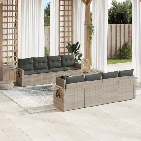 Garden furniture set 9 pieces and light gray synthetic rattan cushions by , Garden sets - Ref: Foro24-3252289, Price: 681,15 ...