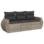 Gartensofa-Set, 3-teilig, mit grauen Kissen aus synthetischem Rattan von , Gartensets - Ref: Foro24-3221061, Preis: 258,24 €,...