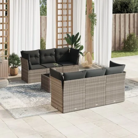 Gartensofagarnitur 7-teilig mit Polstern, helles graues PE-Rattan von , Gartensets - Ref: Foro24-3217262, Preis: 539,03 €, Ra...