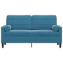 Zweiplätziges Sofa mit blauen Samtkissen, 140 cm. von , Sofas - Ref: Foro24-3278228, Preis: 258,03 €, Rabatt: %