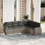 Garden sofa set 6 pieces and gray synthetic rattan cushions by , Garden sets - Ref: Foro24-3253749, Price: 484,21 €, Discount: %