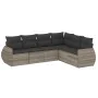 Garden sofa set 6 pieces and gray synthetic rattan cushions by , Garden sets - Ref: Foro24-3253749, Price: 484,21 €, Discount: %