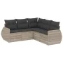 Gartensofa-Set und Kissen, 5-teilig, aus hellem grauem Kunststoff-Rattan. von , Gartensets - Ref: Foro24-3221351, Preis: 423,...