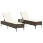 Set of 3-piece synthetic rattan sun loungers with cushions in brown color. by , Loungers - Ref: Foro24-3284264, Price: 304,81...