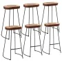 High table set and 7 solid mango wood and metal stools by , Furniture sets for kitchens and dining rooms - Ref: Foro24-321641...