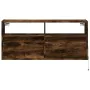 Wall-mounted TV stand with smoked oak LED lights 100x31x45 cm by , TV Furniture - Ref: Foro24-852338, Price: 81,23 €, Discoun...