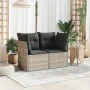 Garden sofa with cushions, 2 seats, light gray synthetic rattan by , Outdoor sofas - Ref: Foro24-366176, Price: 173,76 €, Dis...