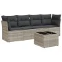 Gartensofa-Set und Kissen, 5-teilig, aus hellem grauem Kunststoff-Rattan. von , Gartensets - Ref: Foro24-3249081, Preis: 373,...