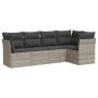 Gartensofa-Set und Kissen, 5-teilig, aus hellem grauem Kunststoff-Rattan. von , Gartensets - Ref: Foro24-3249441, Preis: 402,...