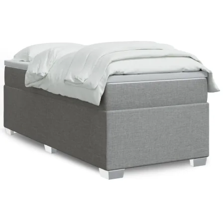 Box spring bed with light gray fabric mattress 90x200 cm by , Beds and slatted bases - Ref: Foro24-3285102, Price: 308,76 €, ...