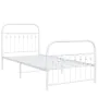 Metal bed frame with white headboard and footboard 90x190 cm by , Beds and slatted bases - Ref: Foro24-376659, Price: 94,07 €...