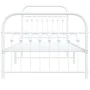 Metal bed frame with white headboard and footboard 90x190 cm by , Beds and slatted bases - Ref: Foro24-376659, Price: 94,07 €...