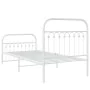 Metal bed frame with white headboard and footboard 90x190 cm by , Beds and slatted bases - Ref: Foro24-376659, Price: 94,07 €...