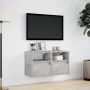 Wall-mounted TV furniture with LED lights, 2 units, concrete gray, 41x31x45 cm. by , TV Furniture - Ref: Foro24-852320, Price...