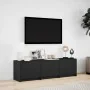 TV stand with LED lights, engineered wood, black, 140x34x40 cm by , TV Furniture - Ref: Foro24-852244, Price: 111,66 €, Disco...