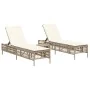 Liegestühle mit Tisch, 2 Stück, aus synthetischem Rattan in Beige. von , Liegen - Ref: Foro24-4002750, Preis: 267,80 €, Rabat...