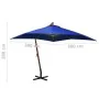 Hanging parasol with light blue fir wood pole 3x3 m by vidaXL, Umbrellas - Ref: Foro24-313779, Price: 157,37 €, Discount: %