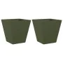 2 olive green steel planters 30x30x30 cm by , Pots and planters - Ref: Foro24-851045, Price: 63,59 €, Discount: %