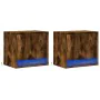 Wall-mounted bedside tables with LED lights 2 units smoked oak by , Nightstands - Ref: Foro24-852084, Price: 82,00 €, Discoun...