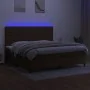 Box spring bed with LED lights, dark brown fabric mattress, 200x200 cm. by , Beds and slatted bases - Ref: Foro24-3134984, Pr...