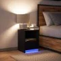 Black engineered wood bedside table with LED lights by , Nightstands - Ref: Foro24-852021, Price: 49,56 €, Discount: %