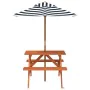 Picnic table for 4 children with umbrella hole made of fir wood. by , Garden tables - Ref: Foro24-3281616, Price: 91,31 €, Di...