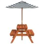 Picnic table for 4 children with umbrella hole made of fir wood. by , Garden tables - Ref: Foro24-3281616, Price: 91,31 €, Di...