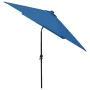 Umbrella with LED and azure blue steel pole 2x3 m by vidaXL, Umbrellas - Ref: Foro24-313793, Price: 67,02 €, Discount: %