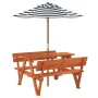 Picnic table for 4 children with umbrella hole made of fir wood. by , Garden tables - Ref: Foro24-3281620, Price: 124,56 €, D...