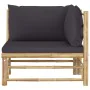 Garten-Ecksofa aus Bambus mit dunkelgrauen Kissen von vidaXL, Modulare Sofas für den Außenbereich - Ref: Foro24-313153, Preis...