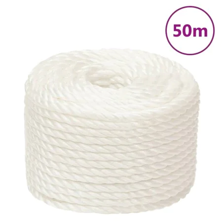 White 24 mm 50 m polypropylene work rope by , Ropes and metal cords - Ref: Foro24-153072, Price: 84,46 €, Discount: %