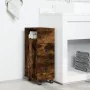 Narrow bathroom cabinet with smoked oak wood and wheels. by , Lockers and storage cabinets - Ref: Foro24-855236, Price: 54,62...