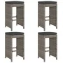 High bar stools for garden with 4 gray PE rattan cushions by , Garden chairs - Ref: Foro24-368690, Price: 251,92 €, Discount: %