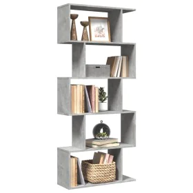 Divider bookcase 5 levels gray wood concrete 70x24x161 cm by , Bookcases and shelves - Ref: Foro24-858096, Price: 64,76 €, Di...