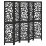 5-panel solid Paulownia wood room divider screen in black. by , Room dividers - Ref: Foro24-358758, Price: 130,85 €, Discount: %