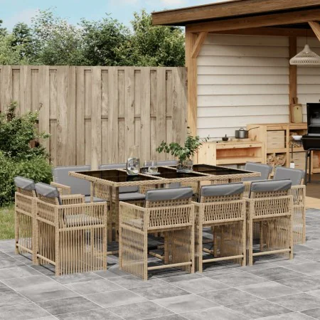 Garten-Essgruppe 11-teilig mit Kissen aus synthetischem Rattan in Beige. von , Gartensets - Ref: Foro24-3211752, Preis: 609,4...