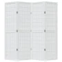 4-panel solid Paulownia wood room divider screen in white. by , Room dividers - Ref: Foro24-358785, Price: 101,36 €, Discount: %