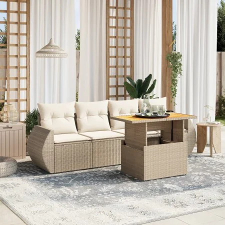 Garden sofa set with 5-piece synthetic rattan beige cushions by , Garden sets - Ref: Foro24-3272073, Price: 487,47 €, Discoun...